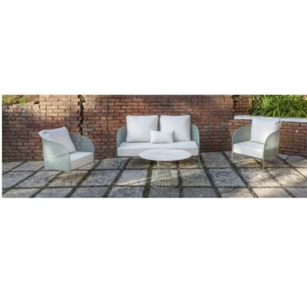 Garden White Modern Set(2 Seater Sofa,Coffee Table and 2 Chair)