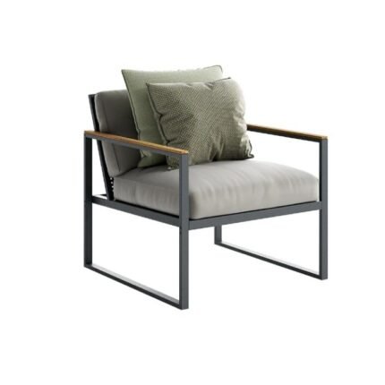 Gray Upholstered Garden Armchair