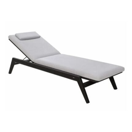 Gray&Black Fabric Sunlounger with Headrest