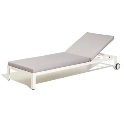 Gray&White Single Modern Movable Beach Outdoor Sunbed