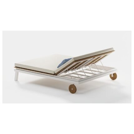 Luxury Beige Modern Movable Beach Outdoor Double Lounger