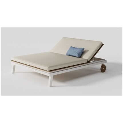 Luxury Beige Modern Movable Beach Outdoor Double Lounger