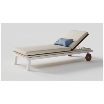 Luxury Beige Modern Movable Beach Outdoor Single Lounger