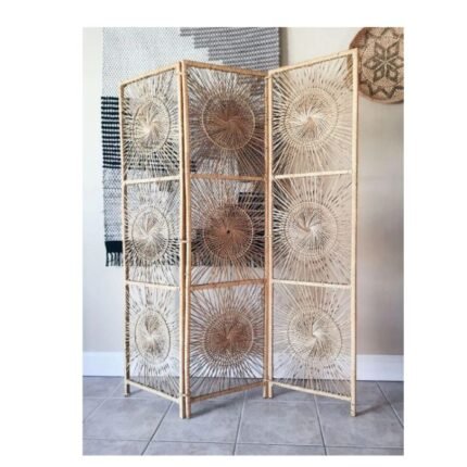 Modern Rattan Beige Room Screen