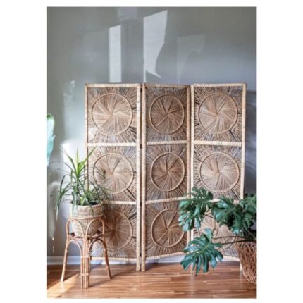 Modern Rattan Beige Room Screen