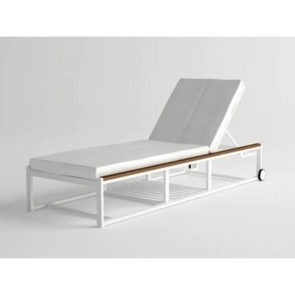 Modern White Garden Leather Relaxing Single Sunbed