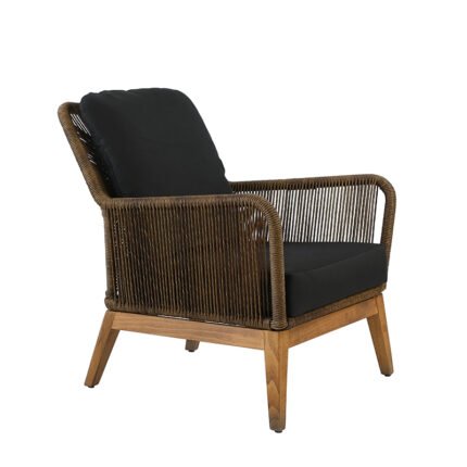 Patio Rattan Outdoor Armchair with Wooden Frame