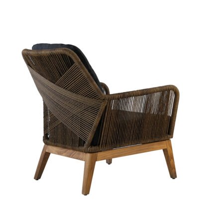 Patio Rattan Outdoor Armchair with Wooden Frame