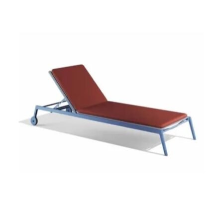 Red Movable Leather Modern Sunlounger