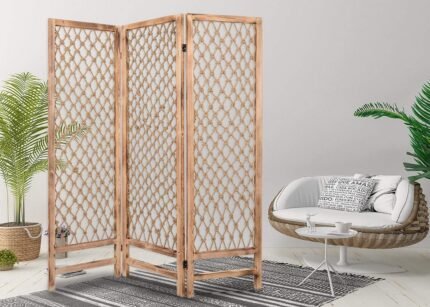 Rope Beige Folding Room Divider