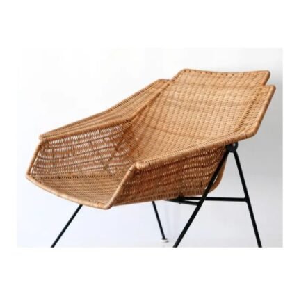 Stylish Rattan Outdoor Armchair with Metal Frame