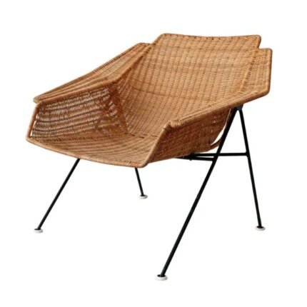 Stylish Rattan Outdoor Armchair with Metal Frame