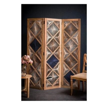 Three Panel Modern Multicolor Wooden Screen Partition