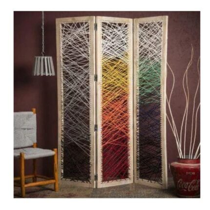 Three Panel Multicolor Ropes Screen Divider