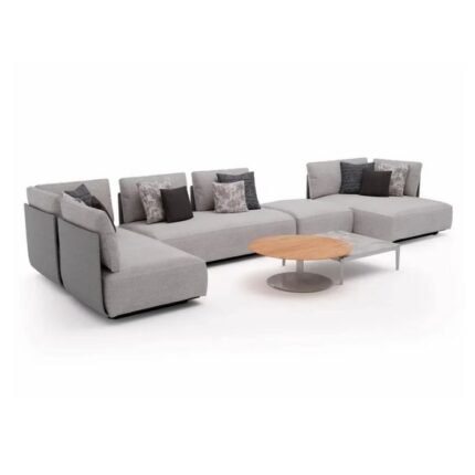 U-Shaped Gray Outdoor Sofa with Cushions