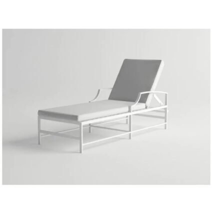 White Metal Outdoor Chaise Lounger