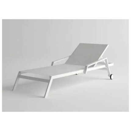 White Wooden Single Movable Sunbed