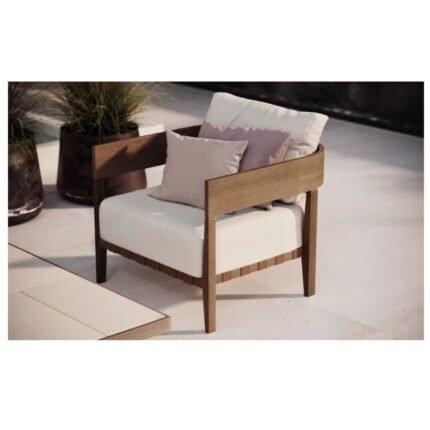 Wooden Upholstered Garden Armchair