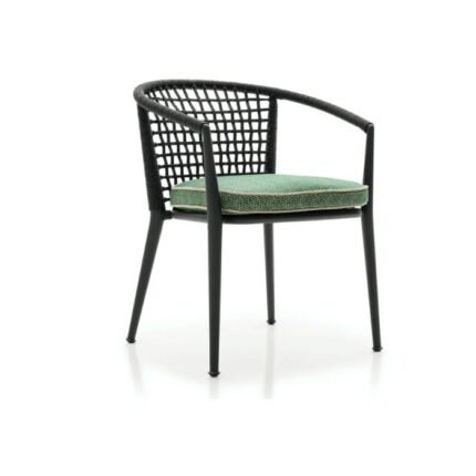 Wooden Upholstered Green Chair